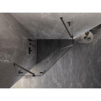 Sprchový kout Mexen Lunar pětiúhelníkový, levý, výklopný, 90 x 90 cm, průhledný, stříbrná metalíza - 831-090L-090P-95-00-L