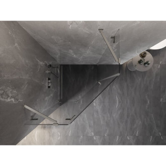 Sprchový kout Mexen Lunar pětiúhelníkový, levý, výklopný, 90 x 90 cm, průhledný, kartáčovaný nikl - 831-090L-090P-97-00-L