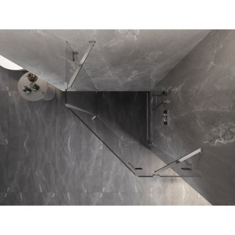 Sprchový kout Mexen Lunar pětiúhelníkový, pravý, výklopný, 90 x 90 cm, průhledný, chrom - 831-090P-090L-01-00-P