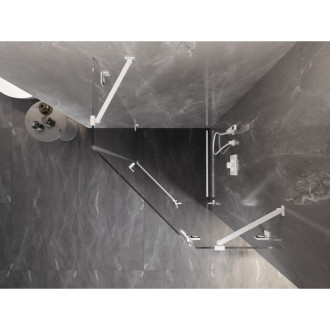 Sprchový kout Mexen Lunar pětiúhelníkový, pravý, výklopný, 80 x 80 cm, průhledný, bílý - 831-080P-080L-20-00-P