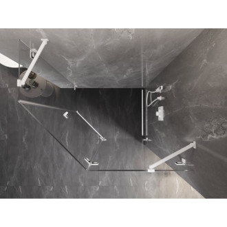 Sprchový kout Mexen Lunar pětiúhelníkový, pravý, výklopný, 90 x 80 cm, průhledný, bílý - 831-090P-080L-20-00-P