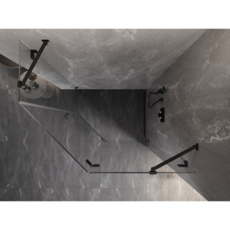 Sprchový kout Mexen Lunar pětiúhelníkový, pravý, výklopný, 100 x 80 cm, průhledný, černý - 831-100P-080L-70-00-P