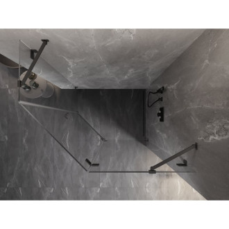 Sprchový kout Mexen Lunar pětiúhelníkový, pravý, výklopný, 100 x 80 cm, průhledný, stříbrná metalíza - 831-100P-080L-95-00-P