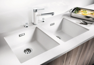 Blanco SUBLINE 400 U Silgranit jasmín  s táhlem