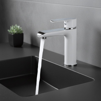 Rea BLOOM umyvadlová baterie nízká, bílá-chrom REA-B9915