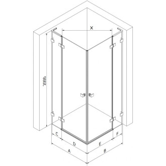 Mexen Lunar L Duo sprchový kout s levým výklopným uchycením 95 x 75 cm, průhledný, kartáčované zlato - 834L-095L-075P-55-00