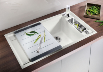 Blanco AXIA II 5 S-F Silgranit šedá skála dřez vpravo s excentrem přísluš. ano