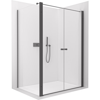 CERANO - Sprchový kout Antelo L - L/P - 6 mm - černá matná, transparentní sklo - 92x60 cm - otočný