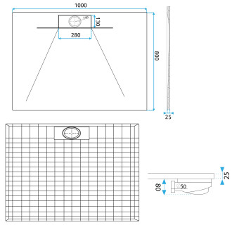 Rea Sprchová vanička REA Bazalt long 80x100 - bílý REA-K3902