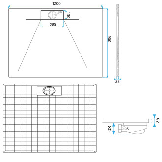Rea Sprchová vanička REA Bazalt Long White 90x120 REA-K3903