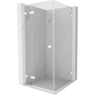 Mexen Lunar L sprchový kout s levým výklopným uchycením 90 x 90 cm, průhledný, bílý - 834L-090-090-20-00-L