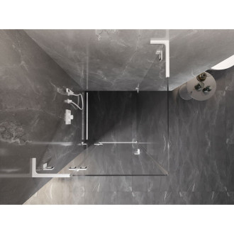 Mexen Lunar L sprchový kout s levým výklopným uchycením 90 x 90 cm, průhledný, bílý - 834L-090-090-20-00-L