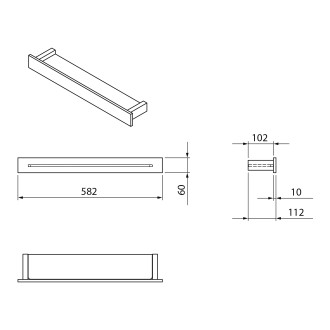 PATRON skleněná police 58cm, černá UBC-PX582B