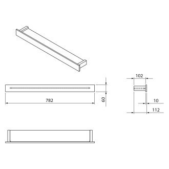 PATRON skleněná police 78cm, černá UBC-PX785B