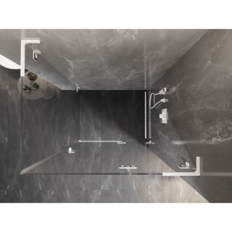 Sprchový kout Mexen Lunar L s pravými panty 95 x 80 cm, průhledný, bílý - 834L-095-080-20-00-P