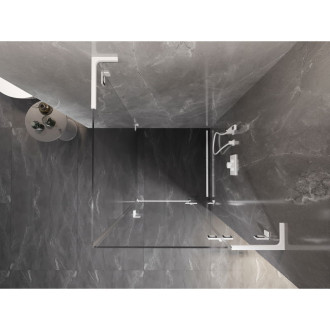 Sprchový kout Mexen Lunar L s pravými panty 90 x 90 cm, průhledný, bílý - 834L-090-090-20-00-P