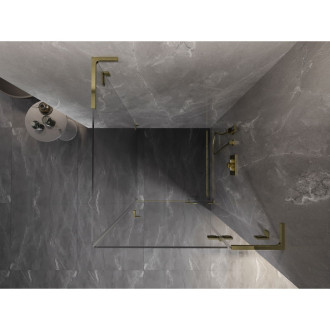 Sprchový kout Mexen Lunar L s výklopným pravým uchycením 100 x 100 cm, průhledný, zlatý - 834L-100-100-50-00-P