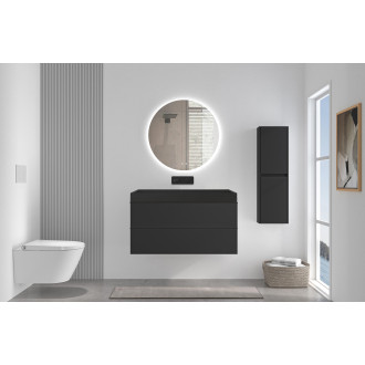CERANO - Koupelnová skříňka Velora - černá matná - úchytka černá + umyvadlo  z litého mramoru Vita  - černá - 99x49,8x46 cm