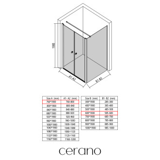 CERANO - Sprchový kout Antelo L - L/P - 6 mm - chrom, transparentní sklo - 76x60 cm - otočný
