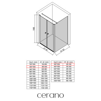 CERANO - Sprchový kout Antelo L - L/P - 6 mm - chrom, transparentní sklo - 80x30 cm - otočný