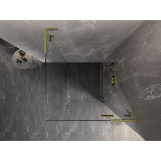 Sprchový kout Mexen Lunar L s pravými panty 80 x 80 cm, průhledný, kartáčované zlato - 834L-080-080-55-00-P