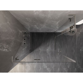 Mexen Lunar L Duo sprchový kout s levým výklopným uchycením 85 x 75 cm, průhledný, kartáčovaný nikl - 834L-085L-075P-97-00