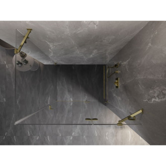 Sprchový kout Mexen Lunar s výklopným pravým výklopným mechanismem 100 x 70 cm, průhledný, zlatý - 834-100-070-50-00-P