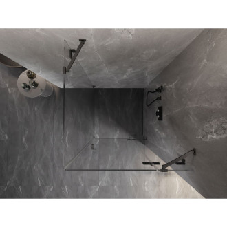 Sprchový kout Mexen Lunar s výklopným pravým uchycením 100 x 100 cm, průhledný, kartáčovaná pistolově šedá - 834-100-100-66-00-P