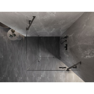 Sprchový kout Mexen Lunar s výklopným pravým uchycením 80 x 80 cm, průhledný, stříbrná metalíza - 834-080-080-95-00-P