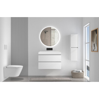 CERANO - Koupelnová skříňka Velora - bílá matná - úchytka černá + umyvadlo  z litého mramoru Vita - bílá matná - 69x49,8x46 cm