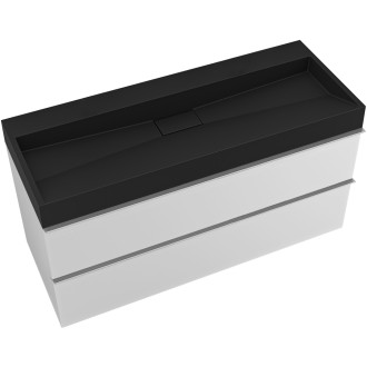 CERANO - Koupelnová skříňka Velora - bílá matná - úchytka chrom + umyvadlo  z litého mramoru Vita  - černá - 99x49,8x46 cm