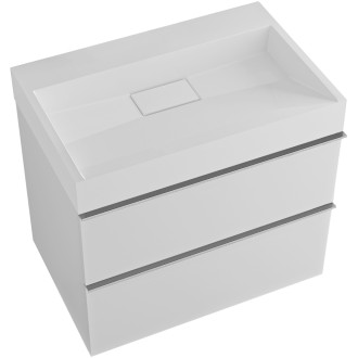 CERANO - Koupelnová skříňka Velora - bílá matná - úchytka chrom + umyvadlo  z litého mramoru Vita - bílá lesklá - 69x49,8x46 cm