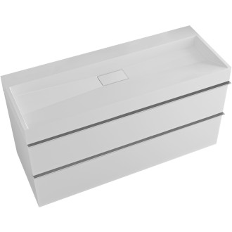 CERANO - Koupelnová skříňka Velora - bílá matná - úchytka chrom + umyvadlo  z litého mramoru Vita - bílá matná - 99x49,8x46 cm