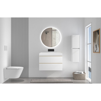 CERANO - Koupelnová skříňka Velora - bílá matná - úchytka zlatá + umyvadlo  z litého mramoru Vita - bílá matná - 69x49,8x46 cm