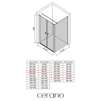 CERANO - Sprchový kout Antelo L - L/P - 6 mm - chrom, transparentní sklo - 88x80 cm - otočný