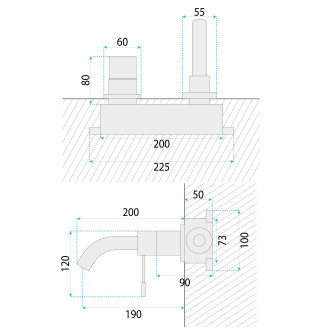 Rea Podomítková umyvadlová baterie REA LUNGO Diamond Gold + BOX REA-B0539