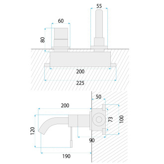 Rea Podomítková umyvadlová baterie REA LUNGO Diamond Copper + BOX REA-B0540