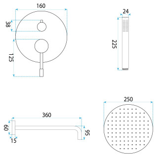Rea Podomítková sprchová sada Rea Lungo Diamond Copper + BOX REA-P5657