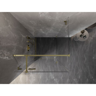 Sprchový kout Mexen Lunar T levý výklopný 110 x 110 cm, průhledný, zlatý - 834T-110-110-50-00-L