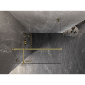 Sprchový kout Mexen Lunar T s levým výklopným uchycením 120 x 120 cm, průhledný, kartáčované zlato - 834T-120-120-55-00-L