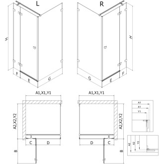 Sprchový kout Mexen Lunar T s levým výklopným uzávěrem 120 x 80 cm, průhledný, kartáčovaná měď - 834T-120-080-65-00-L