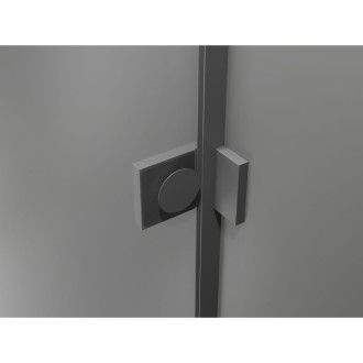 Mexen Lunar T sprchový kout s levým výklopným uzávěrem 120 x 110 cm, průhledný, stříbrná metalíza - 834T-120-110-95-00-L