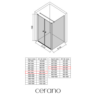 CERANO - Sprchový kout Antelo L - L/P - 6 mm - chrom, transparentní sklo - 96x60 cm - otočný