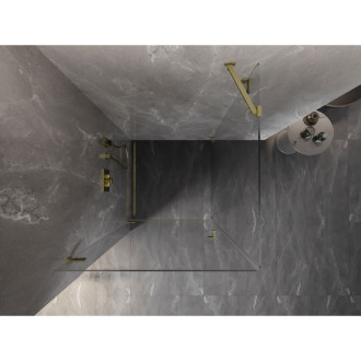 Sprchový kout Mexen Lunar-B s levým výklopným uchycením 100 x 100 cm, průhledný, kartáčované zlato - 832-100-100-55-00-L