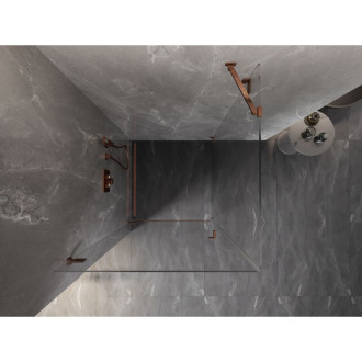 Mexen Lunar-B sprchový kout s levým výklopným uchycením 100 x 100 cm, průhledný, růžové zlato - 832-100-100-60-00-L