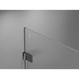 Sprchový kout Mexen Lunar-B s levým výklopným uchycením 95 x 90 cm, průhledný, kartáčovaná pistolově šedá - 832-095-090-66-00-L