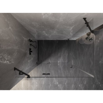 Sprchový kout Mexen Lunar s levým výklopným uchycením 85 x 70 cm, průhledný, černý - 834-085-070-70-00-L