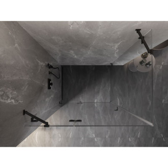 Sprchový kout Mexen Lunar s levým výklopným uchycením 90 x 80 cm, průhledný, černý - 834-090-080-70-00-L