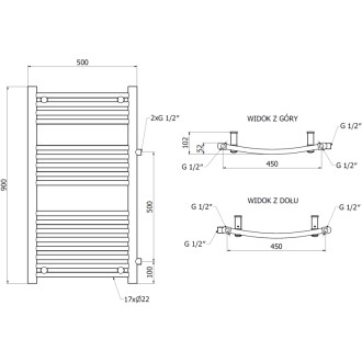Boční koupelnový radiátor Mexen Ares 900 x 500 mm, 372 W, bílý - W102-0900-500-00-20-S