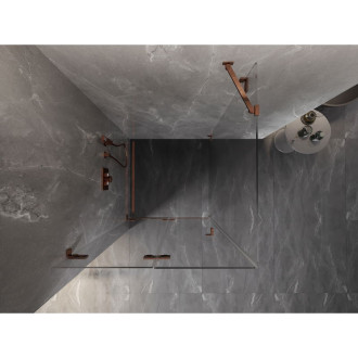 Sprchový kout Mexen Lunar-F skládací levý 90 x 90 cm, průhledný, růžové zlato - 836-090-090-60-00-L